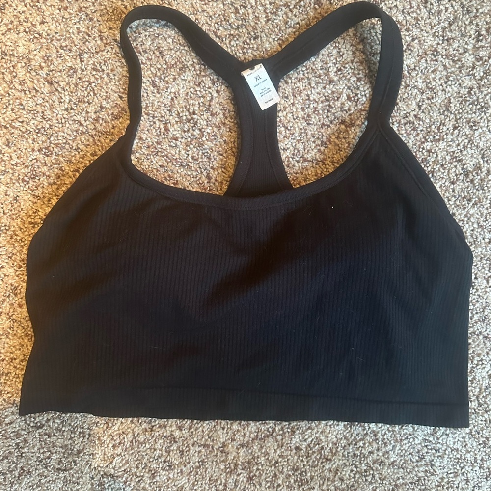 Yogalicious Black Ribbed Sports Bra